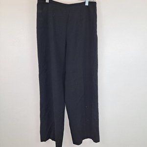Giorgio Armani Black 100% Wool Hook Eye Zip Straight Relaxed Trousers Pants